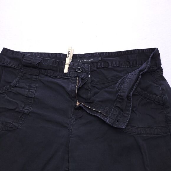 Calvin Klein Jeans Casual Button Zip Dark Wash Chino Shorts Womens Size 14 Black - Picture 4 of 8
